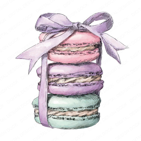 Watercolour Macaron Stack fussy cut sheet in A4 format showing all 12 designs on one printable page