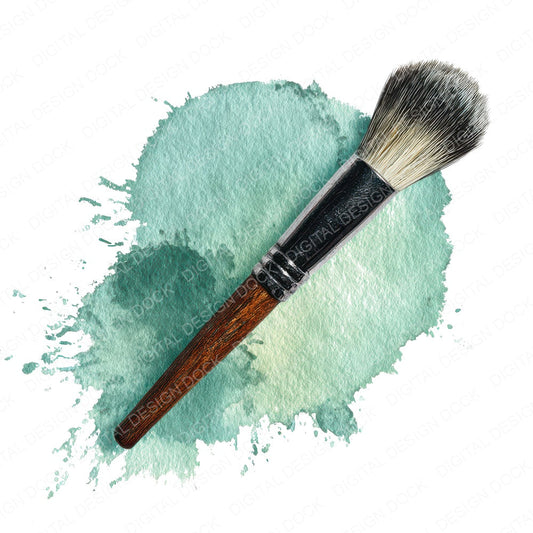 Watercolour Makeup Brush Mint fussy cut sheet in US Letter format showing all 12 designs on one printable page