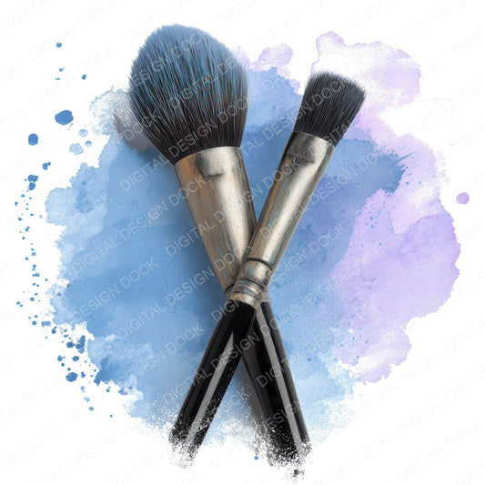 Watercolour Makeup Brushes Lavender Clipart Set (DDD007203)