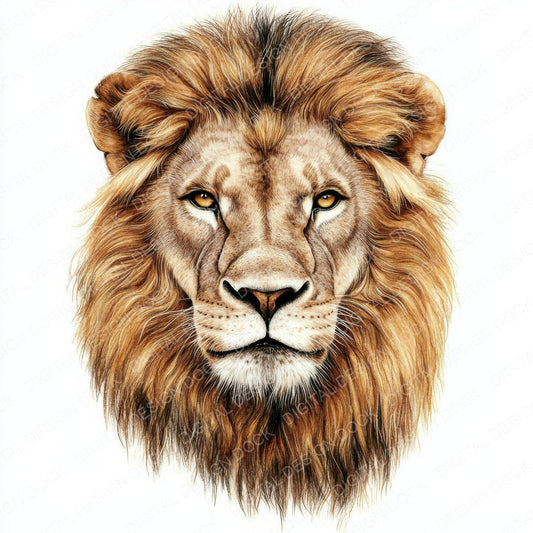 Watercolour Male Lion Head fussy cut sheet in A4 format showing all 12 designs on one printable page
