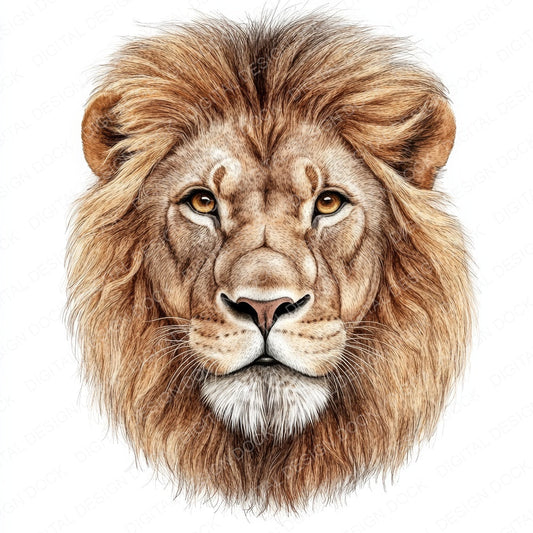 Watercolour Male Lion Head fussy cut sheet in US Letter format showing all 12 designs on one printable page