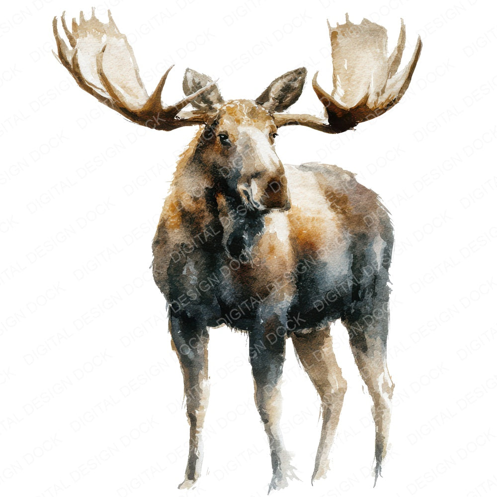 Watercolour Moose Antlers fussy cut sheet in A4 format showing all 12 designs on one printable page