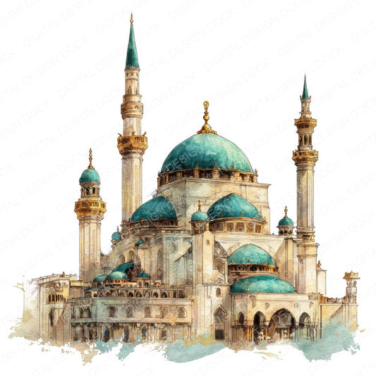 Watercolour Mosque Clipart Set (DDD007224)