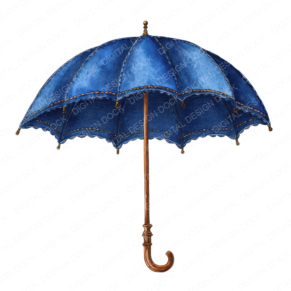 Watercolour Navy Umbrella fussy cut sheet in A4 format showing all 12 designs on one printable page