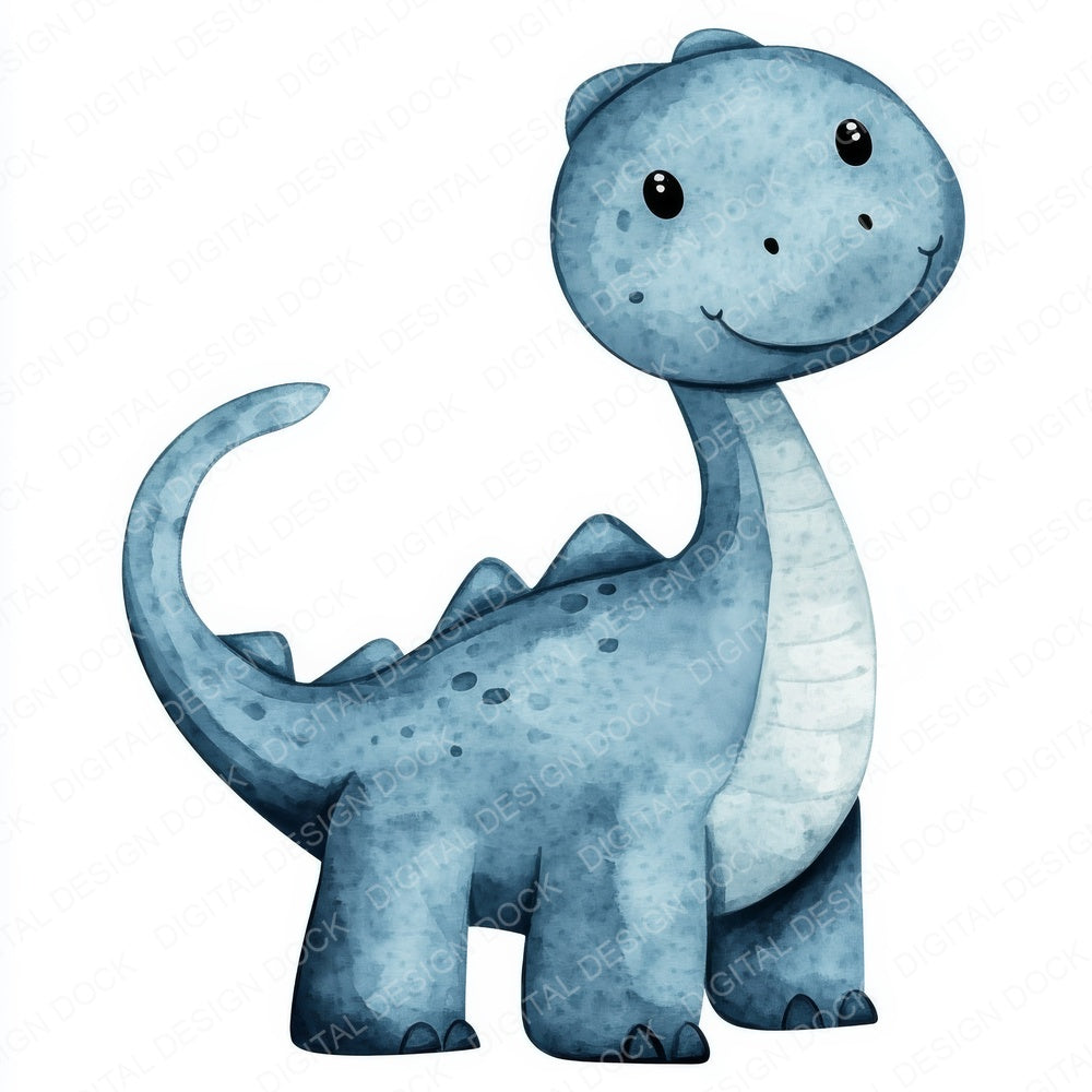 Watercolour Nursery Dinos A fussy cut sheet in US Letter format showing all 12 designs on one printable page
