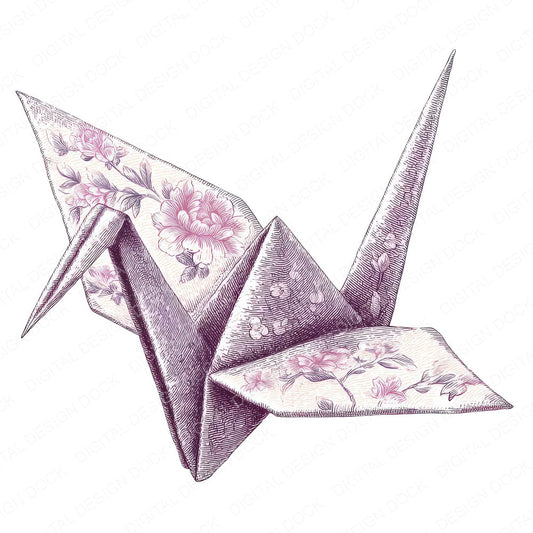 Watercolour Origami Crane fussy cut sheet in A4 format showing all 12 designs on one printable page