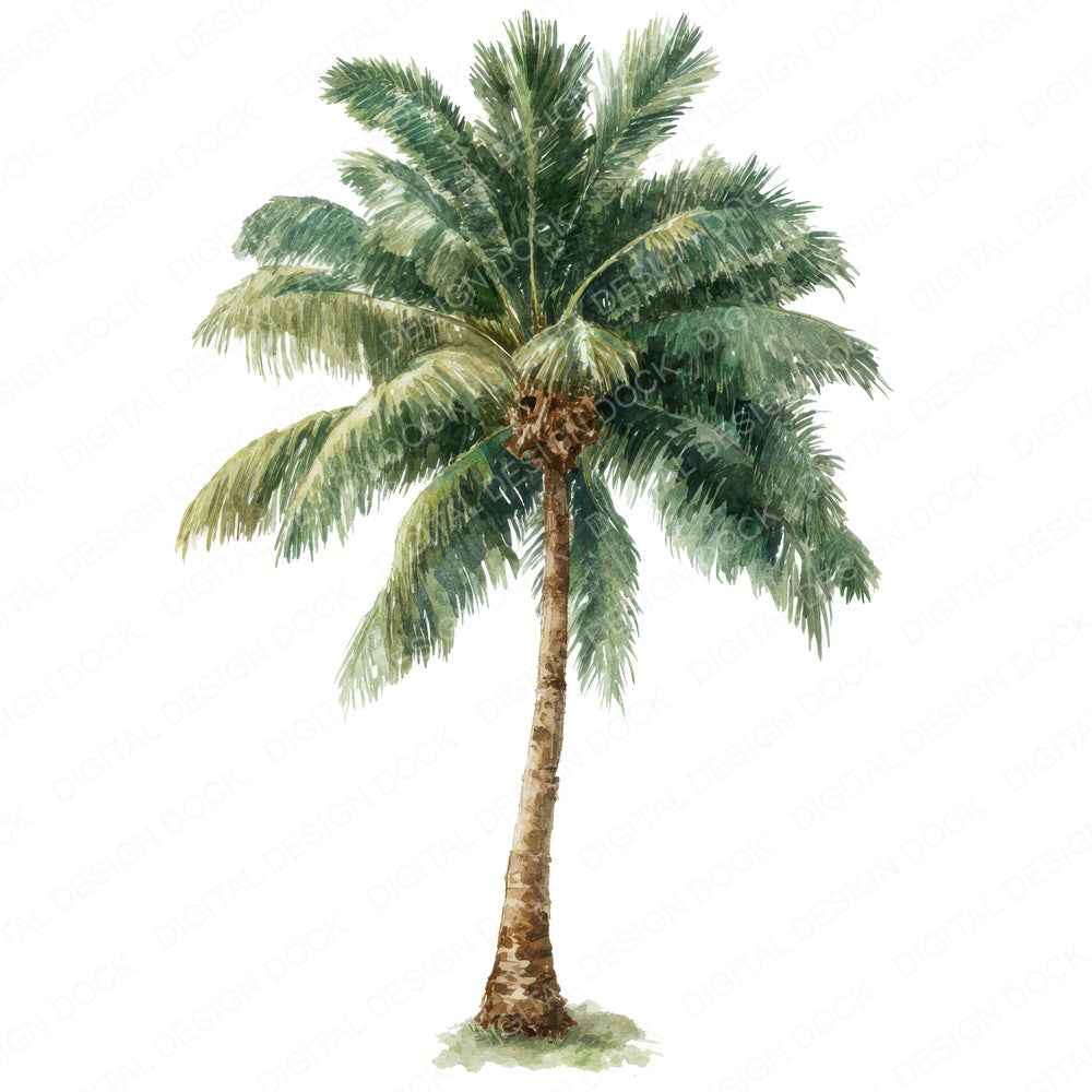 Watercolour Palm Tree fussy cut sheet in A4 format showing all 12 designs on one printable page
