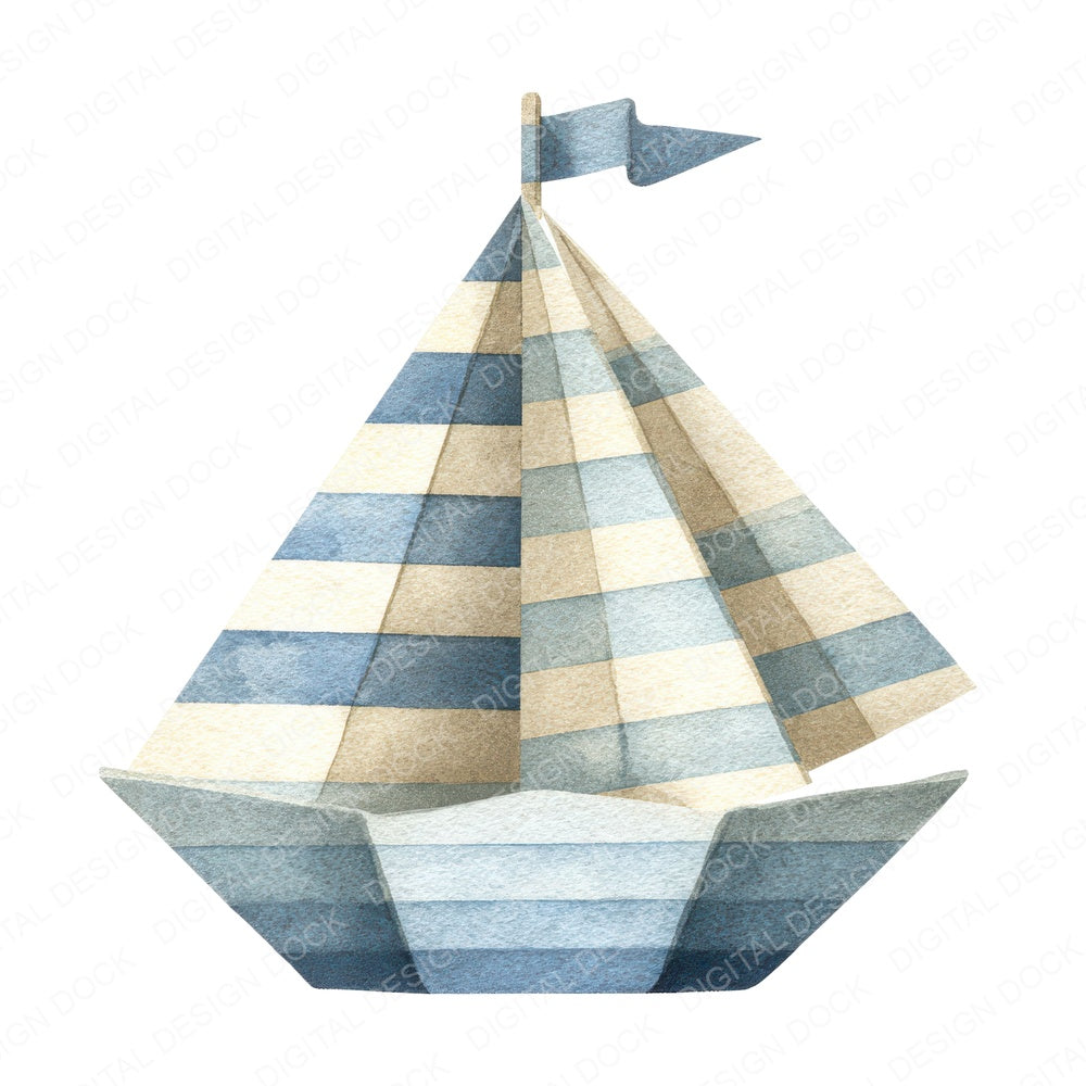 Watercolour Sailboat fussy cut sheet in A4 format showing all 12 designs on one printable page