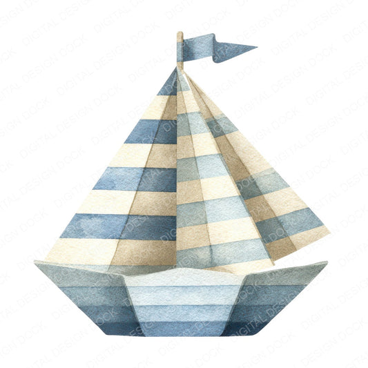 Watercolour Sailboat fussy cut sheet in A4 format showing all 12 designs on one printable page
