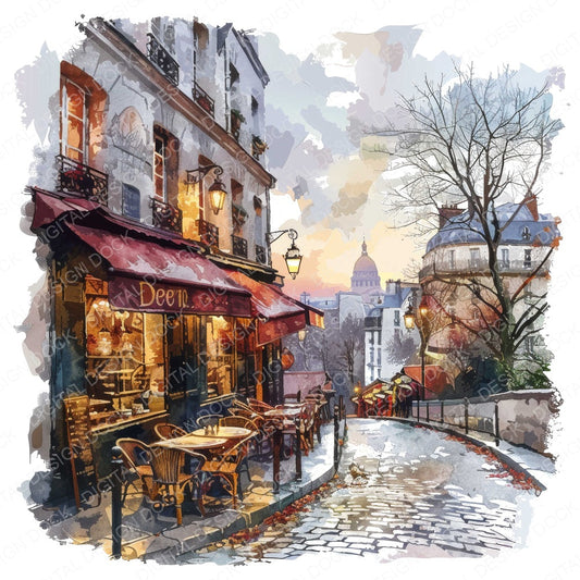 Watercolour Paris Street Clipart Set (DDD007251)