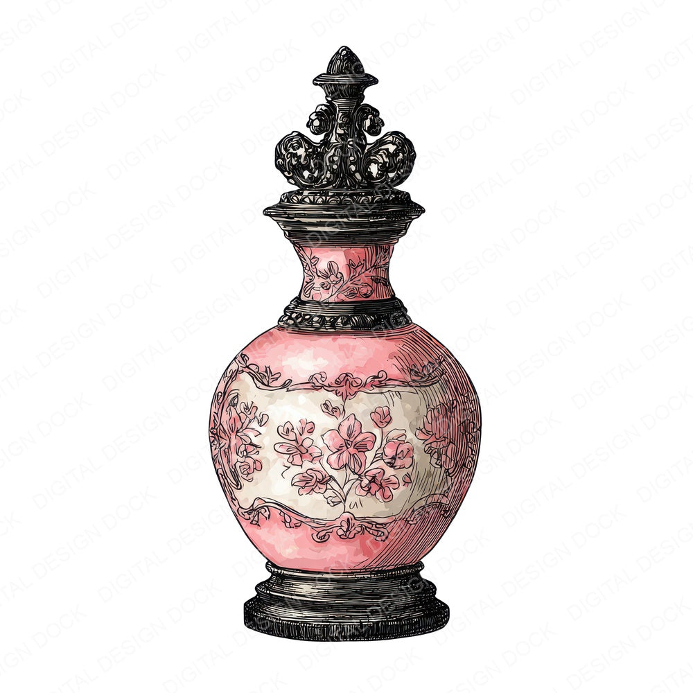 Watercolour Perfume Bottle A fussy cut sheet in A4 format showing all 12 designs on one printable page