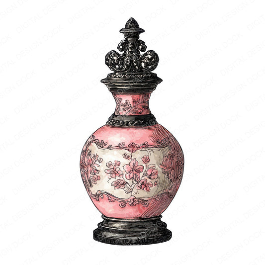 Watercolour Perfume Bottle A fussy cut sheet in A4 format showing all 12 designs on one printable page