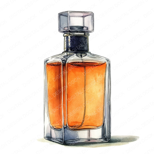 Watercolour Perfume Bottle C fussy cut sheet in A4 format showing all 12 designs on one printable page
