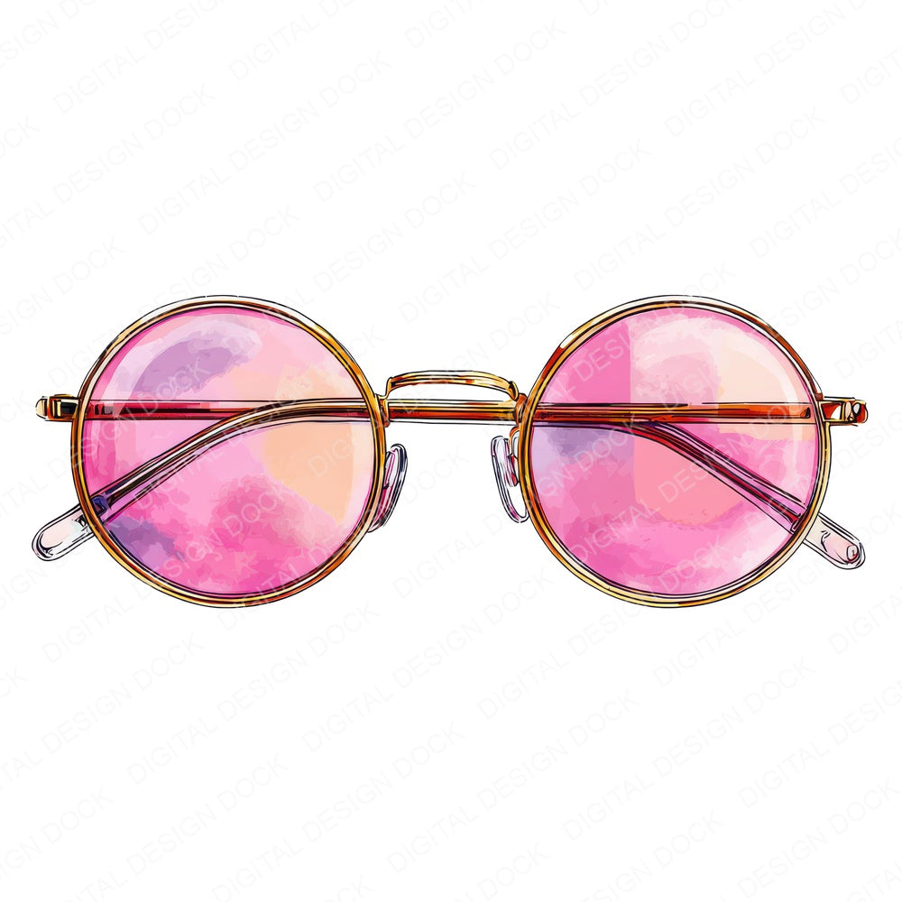 Watercolour Pink Sunglasses Clipart Set (DDD007273)