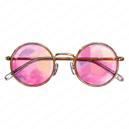 Watercolour Pink Sunglasses Clipart Set (DDD007273)