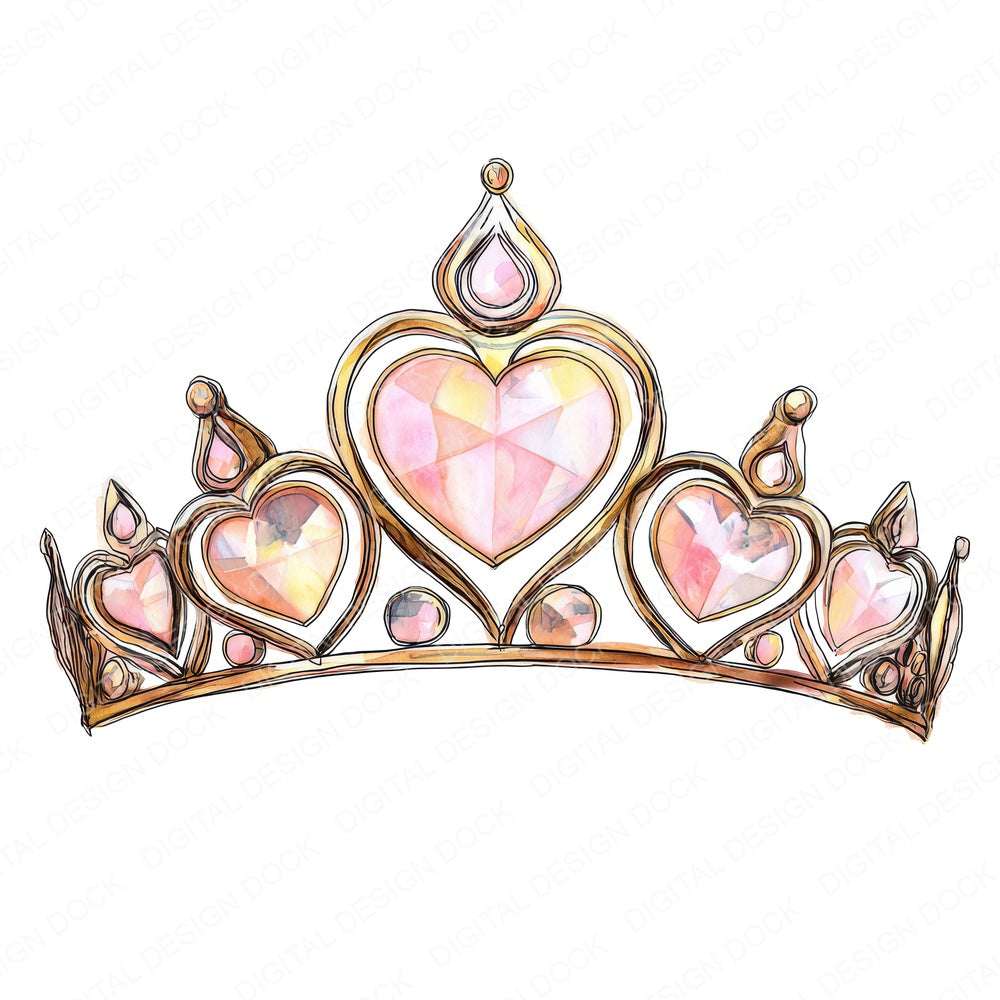 Watercolour Princess Tiara fussy cut sheet in A4 format showing all 12 designs on one printable page