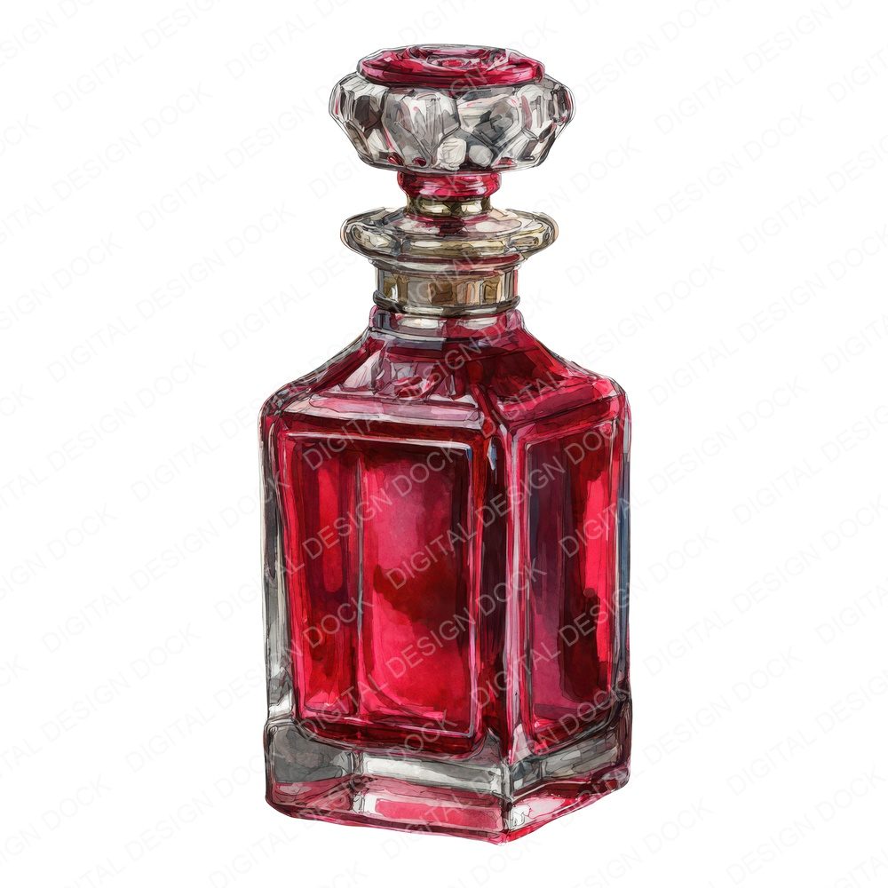 Watercolour Red Perfume Clipart Set (DDD007309)