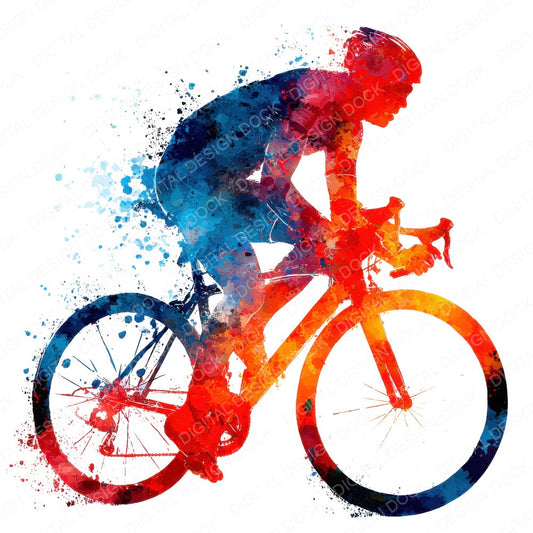 Watercolour Road Cyclist fussy cut sheet in A4 format showing all 12 designs on one printable page