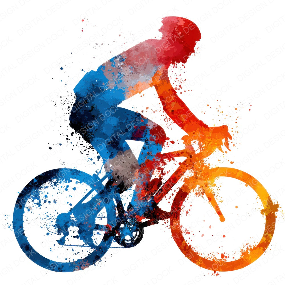 Watercolour Road Cyclist fussy cut sheet in US Letter format showing all 12 designs on one printable page