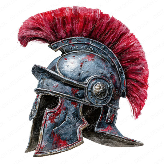 Watercolour Roman Helmet fussy cut sheet in US Letter format showing all 12 designs on one printable page