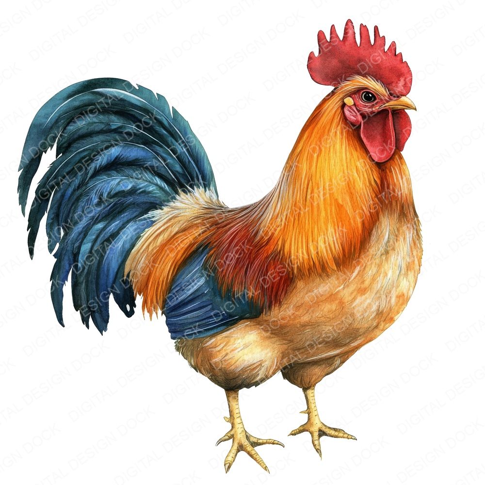 Watercolour Rooster Clipart Set (DDD007317)