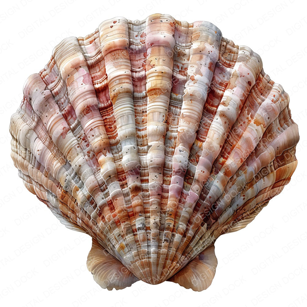 Watercolour Shell Fossil fussy cut sheet in A4 format showing all 12 designs on one printable page