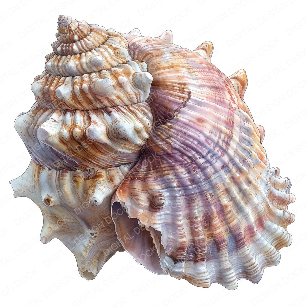 Watercolour Shell Fossil Clipart Set (DDD007331)