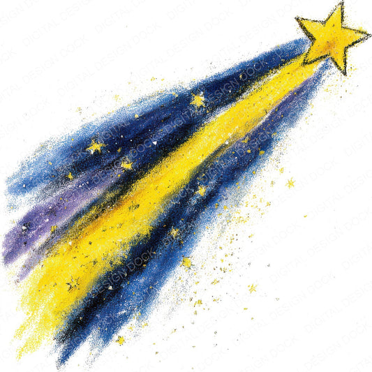 Watercolour Shooting Star fussy cut sheet in A4 format showing all 12 designs on one printable page