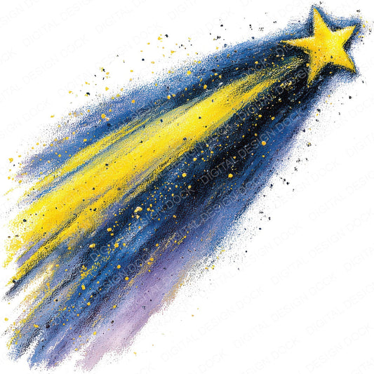 Watercolour Shooting Star fussy cut sheet in US Letter format showing all 12 designs on one printable page