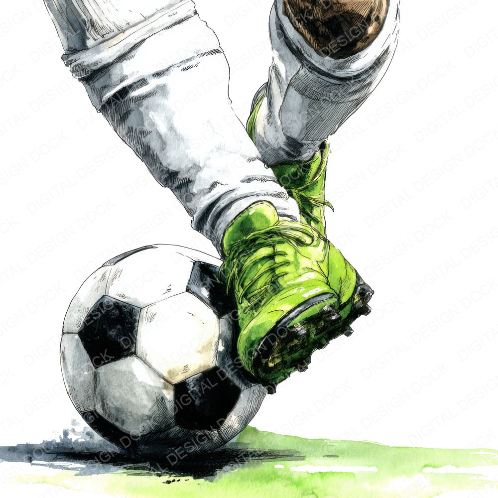 Watercolour Soccer Player A fussy cut sheet in US Letter format showing all 12 designs on one printable page
