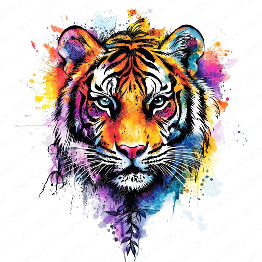 Watercolour Spatter Tiger Clipart Set (DDD007354)
