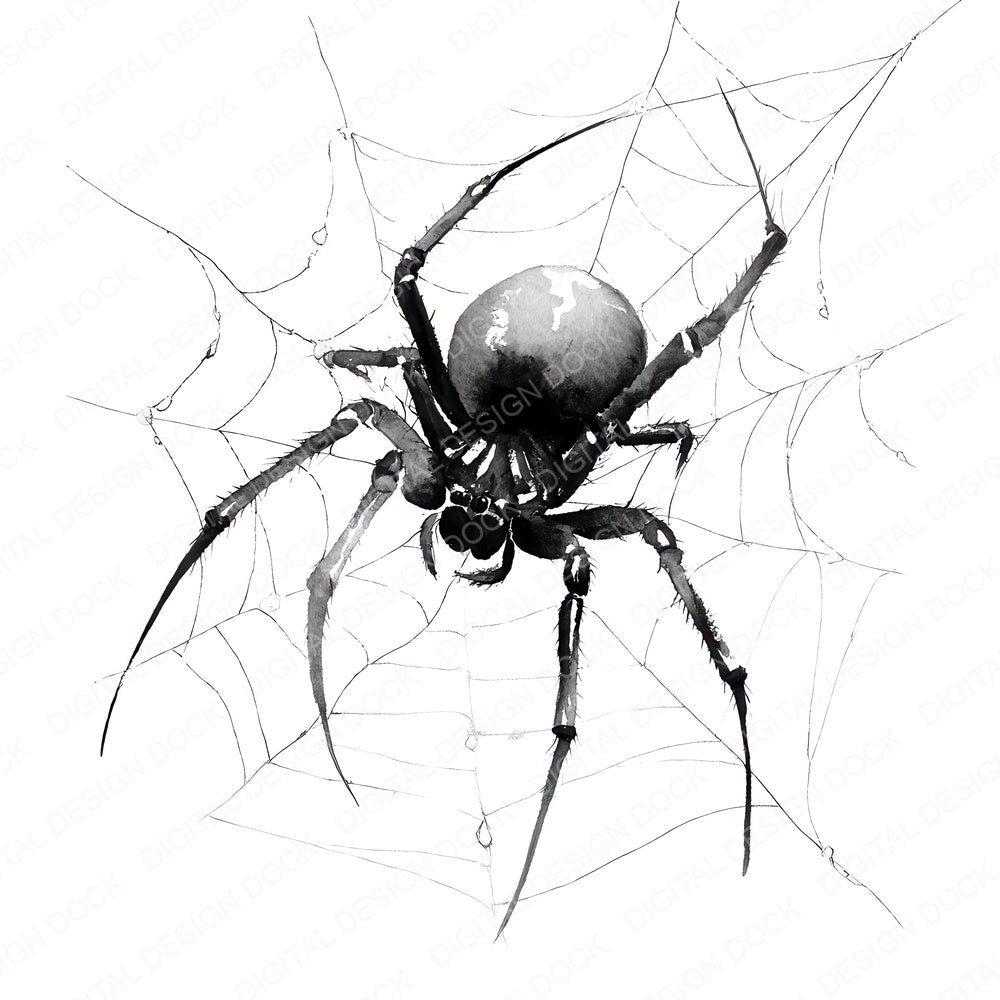 Watercolour Spider Web fussy cut sheet in A4 format showing all 12 designs on one printable page