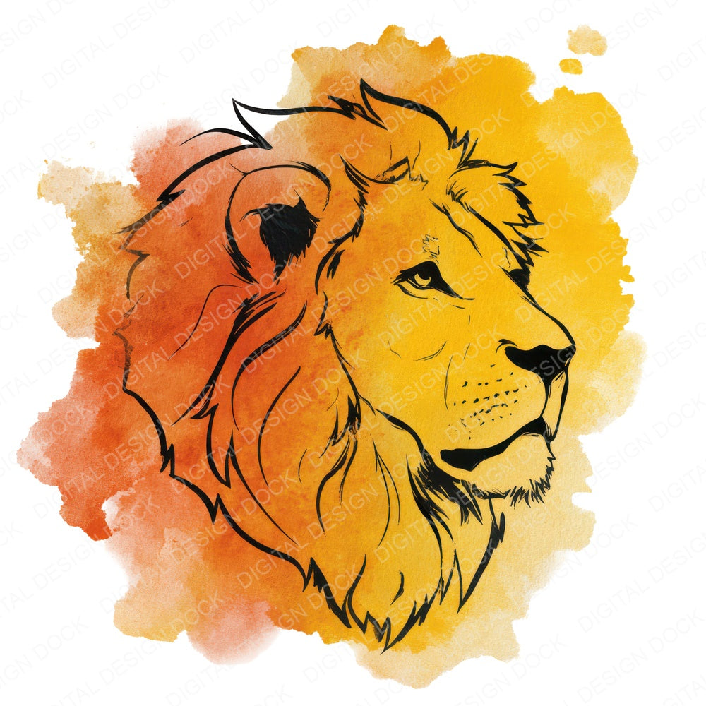 Watercolour Splash Lion Head fussy cut sheet in A4 format showing all 12 designs on one printable page