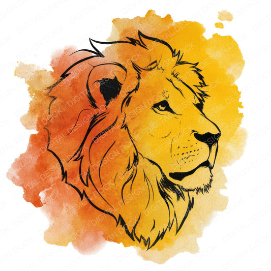 Watercolour Splash Lion Head fussy cut sheet in A4 format showing all 12 designs on one printable page