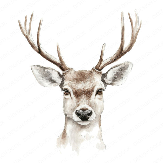 Watercolour Stag fussy cut sheet in US Letter format showing all 12 designs on one printable page