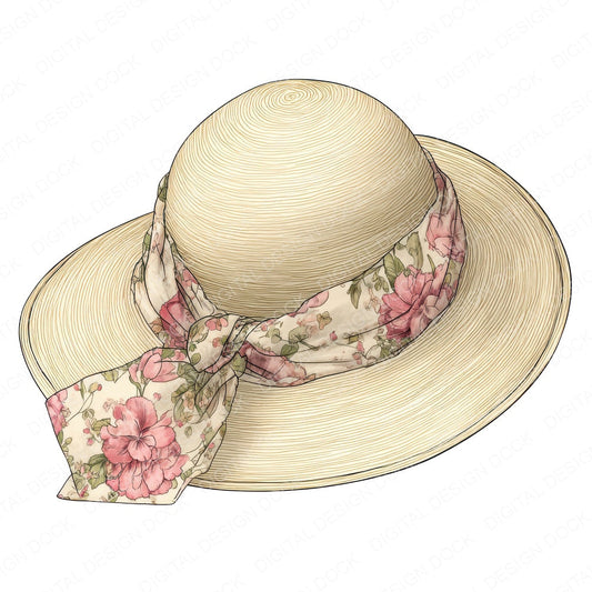 Watercolour Summer Hat fussy cut sheet in A4 format showing all 12 designs on one printable page