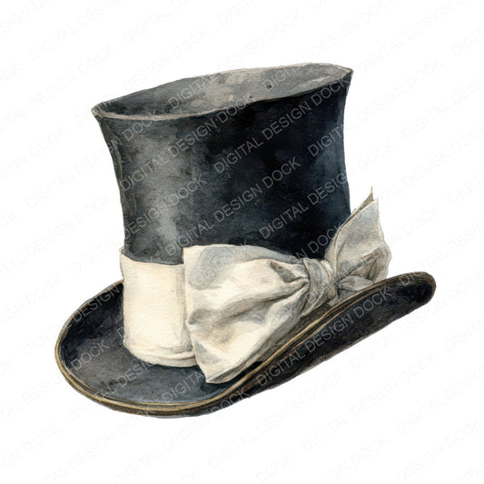 Watercolour Top Hat fussy cut sheet in A4 format showing all 12 designs on one printable page