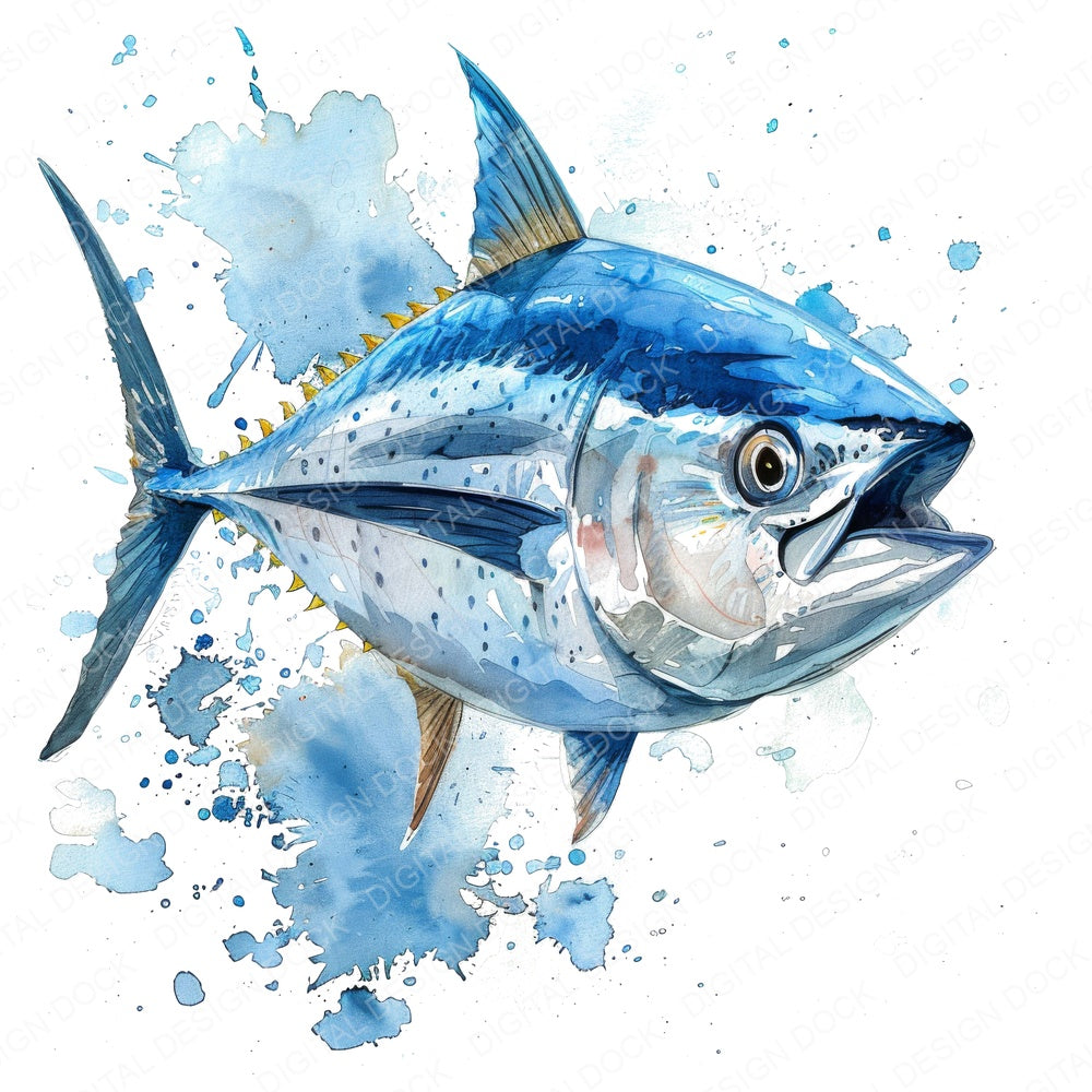 Watercolour Tuna Fish Clipart Set (DDD007399)