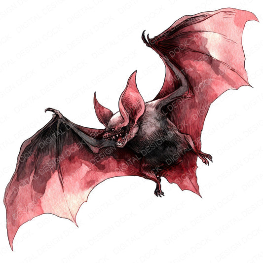 Watercolour Vampire Bat fussy cut sheet in A4 format showing all 12 designs on one printable page