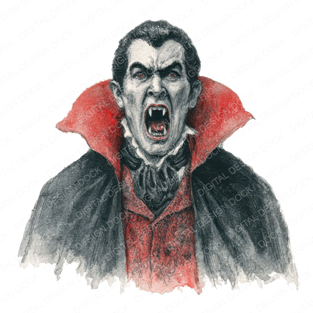 Watercolour Vampire Cloak fussy cut sheet in A4 format showing all 12 designs on one printable page