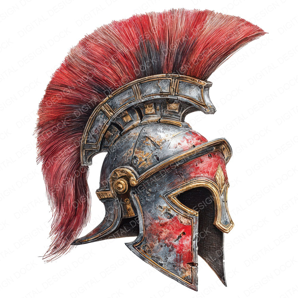 Watercolour Warrior Helmet Clipart Set (DDD007410)