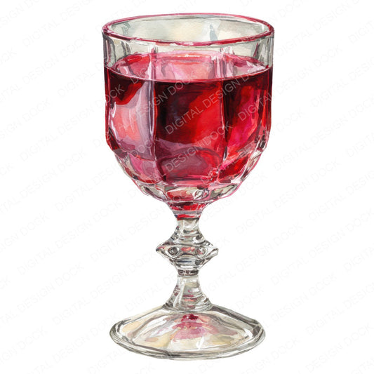 Watercolour Wine Goblet fussy cut sheet in A4 format showing all 12 designs on one printable page