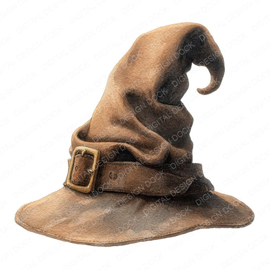 Watercolour Witch Hat fussy cut sheet in US Letter format showing all 12 designs on one printable page