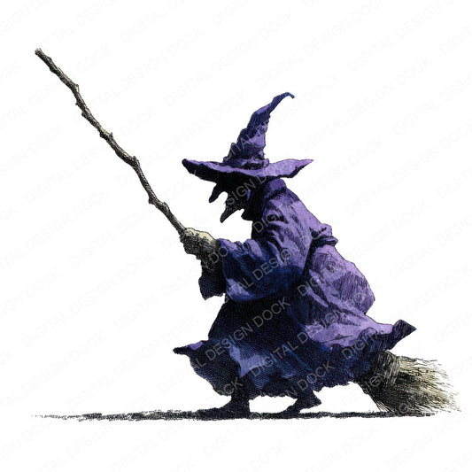 Watercolour Witch Staff fussy cut sheet in A4 format showing all 12 designs on one printable page