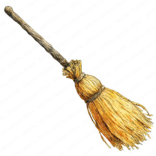 Watercolour Witches Broom fussy cut sheet in US Letter format showing all 12 designs on one printable page