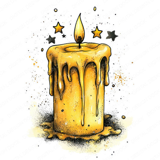 Wax Candle and Stars fussy cut sheet in A4 format showing all 12 designs on one printable page