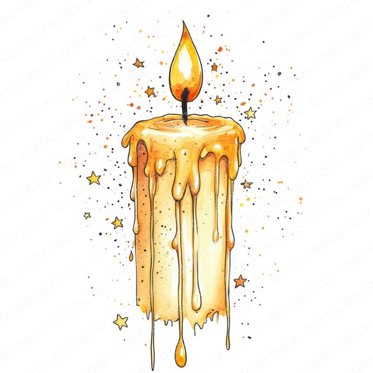 Wax Candle and Stars fussy cut sheet in US Letter format showing all 12 designs on one printable page