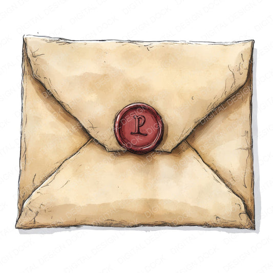 Wax Sealed Letter with Pen fussy cut sheet in A4 format showing all 12 designs on one printable page