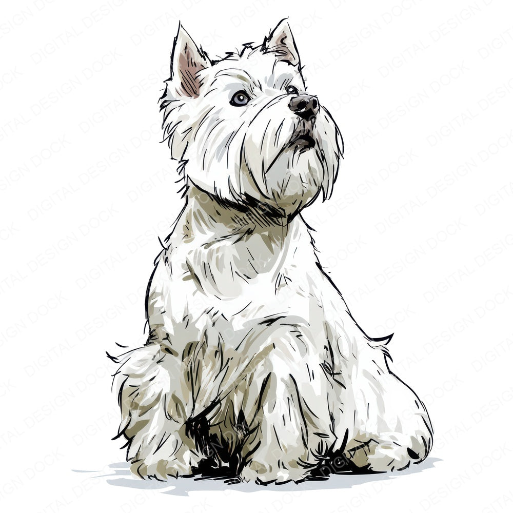 Another West Highland Terrier Watercolour Dog design shown full size