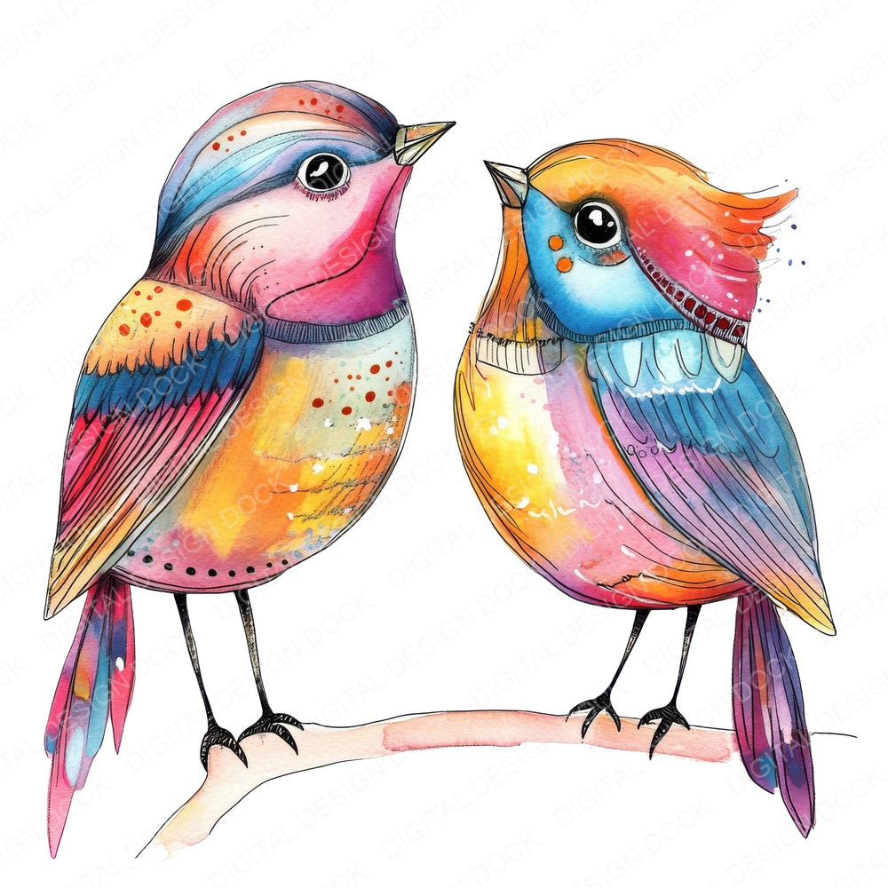 Whimsical Colorful Birds Fussy Cut Sheets (DDD011828)